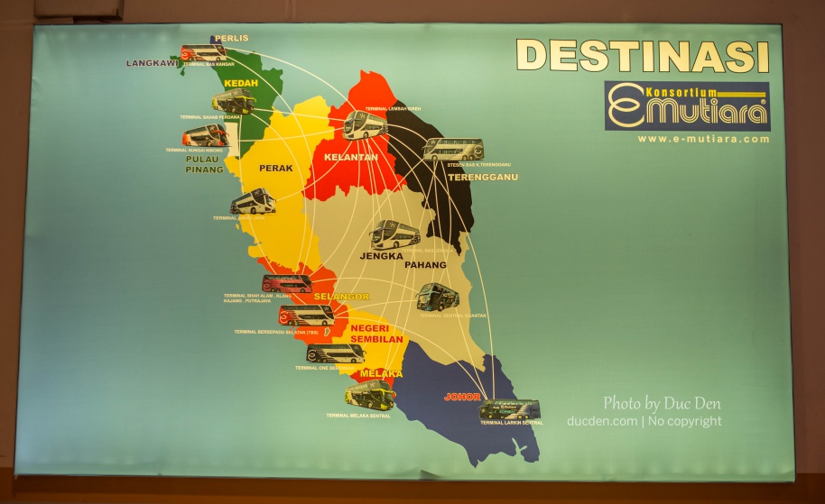 Bản đồ xe bus các bang ở Tây Mã Lai